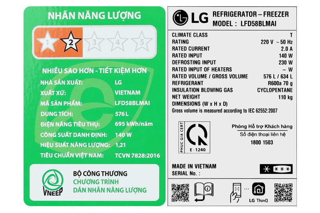 Tủ lạnh LG Inverter 576 lít Multi Door InstaView LFD58BLMAI